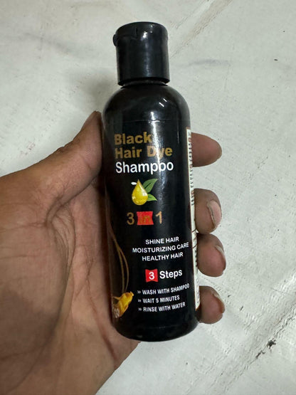 Unisex Instant Black Herbal Hair Dye Shampoo for Grey Hair Coverage 3 in 1(100ml) (Pack of 2)