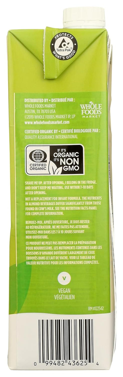 365 by Whole Foods Market, Leche de almendras orgánica sin azúcar, 32 onzas líquidas
